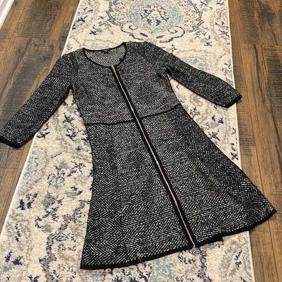 Ann Taylor Dresses & Skirts - Small Petite Ann Taylor sweater dress- black & white herringbone